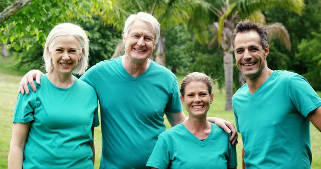 Happy group of mature friends smiling in a park - Download Free Stock Images Pikwizard.com