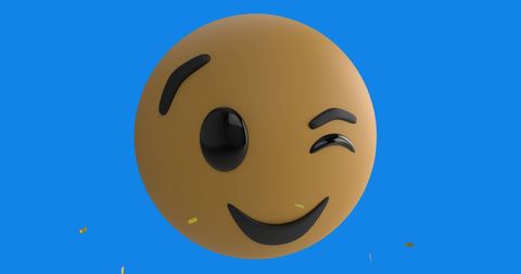 Winking Emoji with Golden Confetti on Blue Background - Download Free Stock Images Pikwizard.com