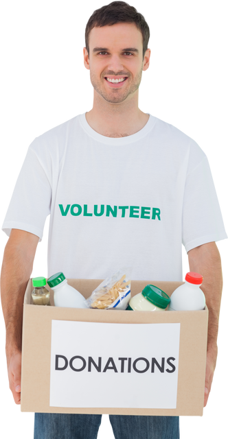 Volunteer Carrying Donation Box with Food Contributions, Transparent Background - Download Free Stock Videos Pikwizard.com