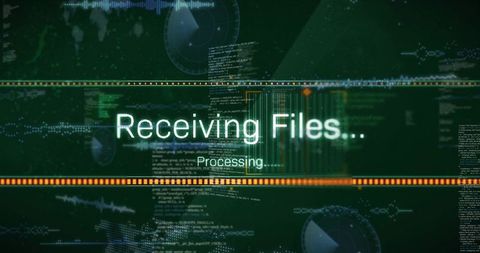 Receiving Files Processing HUD Interface Showing Cybersecurity Data Streams