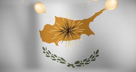 Cyprus flag celebrated with fireworks and decorations