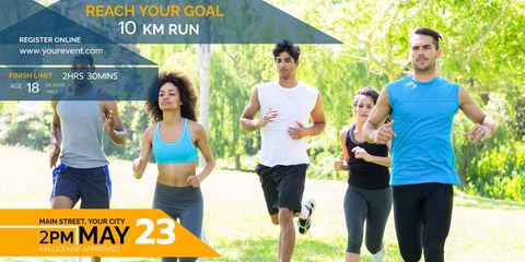 diverse runners promoting community 10k run event - Download Free Stock Templates Pikwizard.com