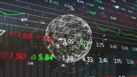 Global Network in Finance with Data Connections Animation