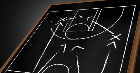 Chalkboard sports strategy concept with game plan diagram
