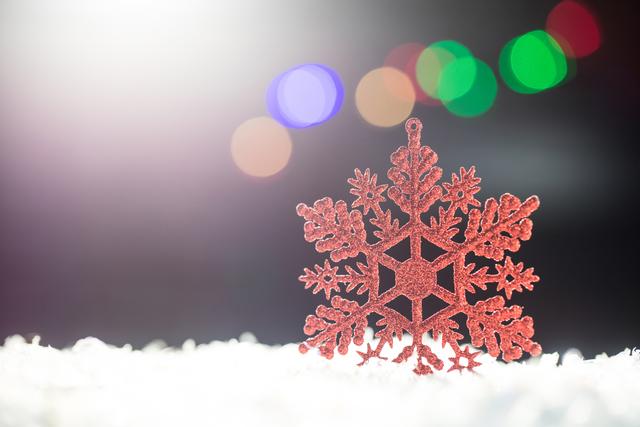 Snowflake on snow during christmas time
