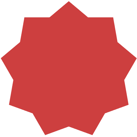 Red starburst shape on transparent background for design and mockups