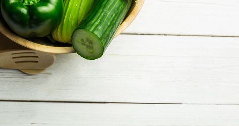 Fresh Green Vegetables Bowl on Wooden Table - Download Free Stock Images Pikwizard.com