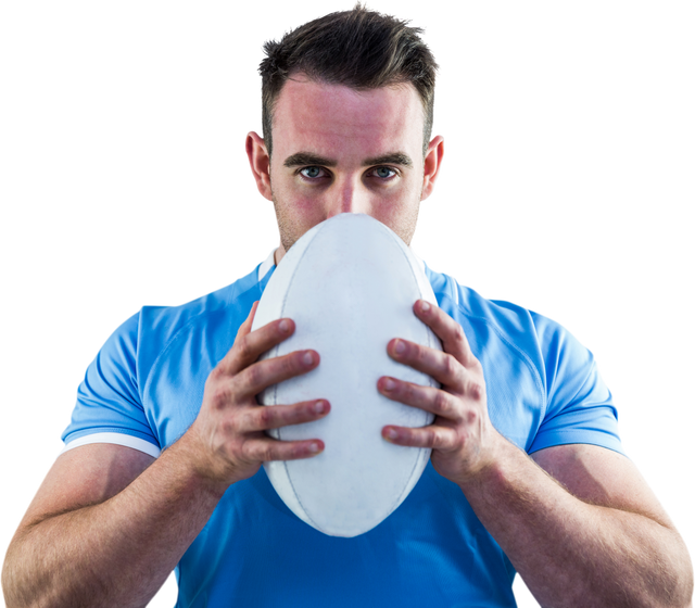 Rugby Player Holding Ball Looking at Camera in Transparent Background - Download Free Stock Videos Pikwizard.com