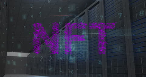 NFT Text Animation Over Digital Server Background