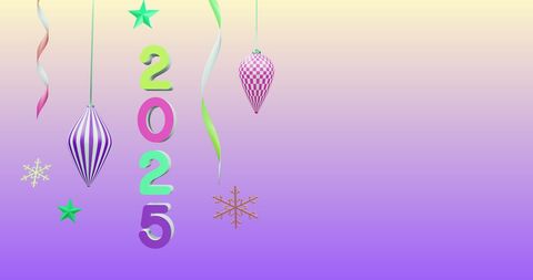Colorful 2025 Celebration Design with Ornament Elements