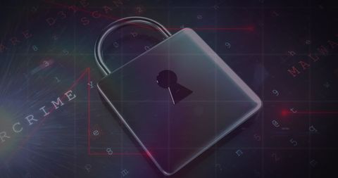 Cybersecurity Concept with Padlock and Digital Threat Text