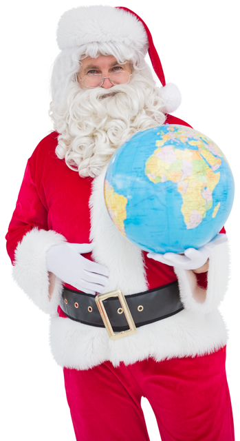 Transparent Happy Santa Claus Holding a Globe - Download Free Stock Videos Pikwizard.com