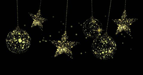 Glittering Stars and Baubles on Black Background - Download Free Stock Images Pikwizard.com
