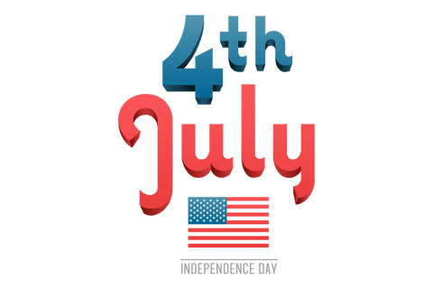 4th july text with american flag on transparent background