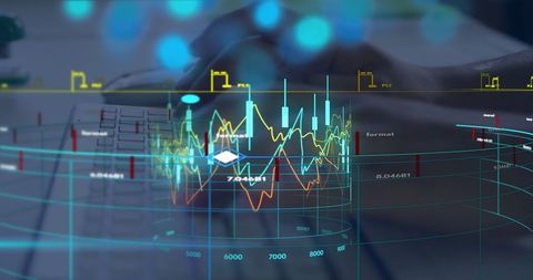 Financial Data Analysis with Abstract Digital Graphs and PC - Download Free Stock Images Pikwizard.com