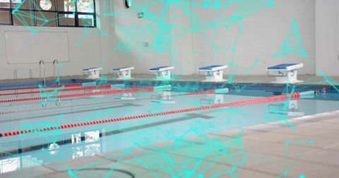 Swimming pool with vibrant geometric overlay