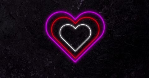 Neon Heart Lights on Black Background for Valentine's Day Romance - Download Free Stock Images Pikwizard.com