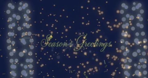 Festive Season's Greetings with Glowing Lights and Confetti
