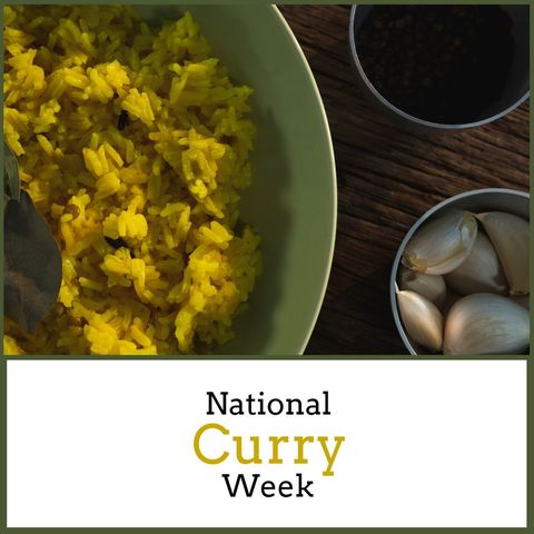 national curry week celebration with yellow plated curry rice - Download Free Stock Templates Pikwizard.com