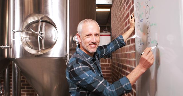 Senior Brewer Planning on Whiteboard in Brewery - Download Free Stock Images Pikwizard.com