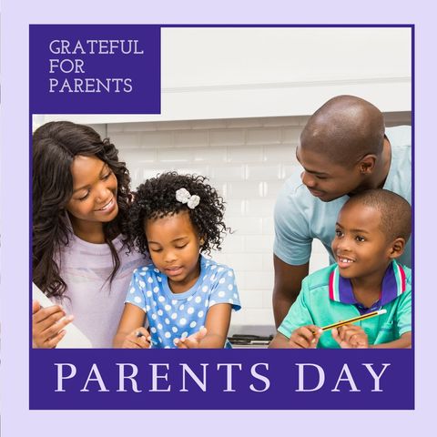 celebrating parents: happy family at home on parents day - Download Free Stock Templates Pikwizard.com
