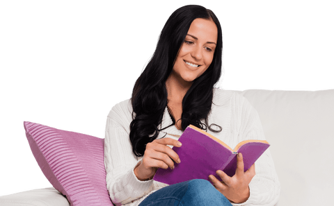 transparent smiling woman reading book on couch relaxing - Download Free Stock Videos Pikwizard.com