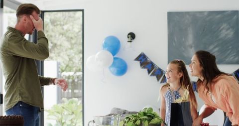 Family Surprise Birthday Celebration with Decorations