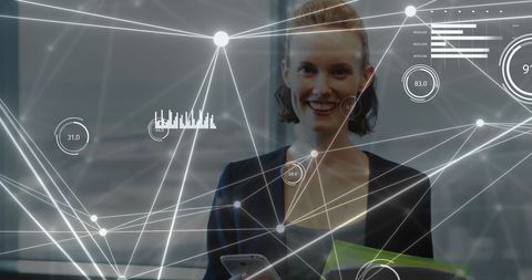 Businesswoman Engaging with Digital Network Connections - Download Free Stock Images Pikwizard.com