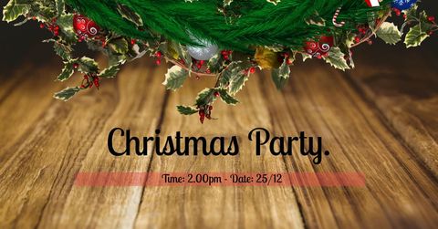 Festive Christmas Party Invitation with Wreath