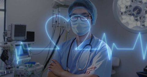 Healthcare Innovation: Female Surgeon with Medical Data Interface