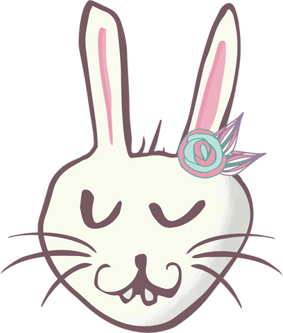 Cute Transparent Cartoon Bunny with Flower Design