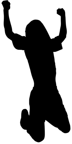 Sportsman with t-shirt on head raising fists on transparent