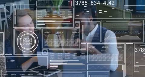 Team Collaborating on Data Analytics with Innovative Technology