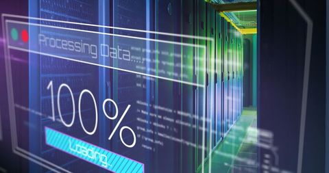 Data Processing Visual over Futuristic Server Room - Download Free Stock Images Pikwizard.com