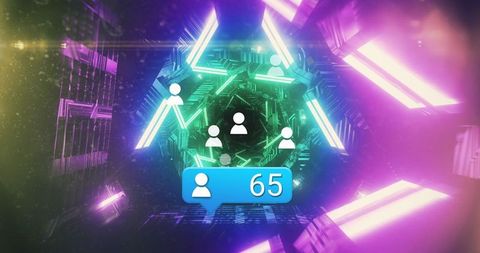 Futuristic social media interaction with digital interface