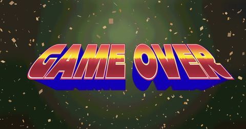 bright red 3d game over text with confetti on green background - Download Free Stock Images Pikwizard.com