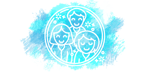 Transparent Children Silhouette on Blue Paint Splash