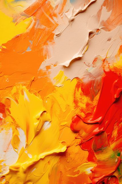 Close up of white, orange and red paints background, created using generative ai technology. Paint, pattern, colours and background concept digitally generated image.