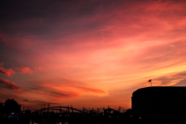 Stunning Sunset over City Silhouette with Colorful Sky - Download Free Stock Photos Pikwizard.com