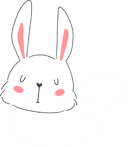 Whimsical rabbit in clouds with transparent background