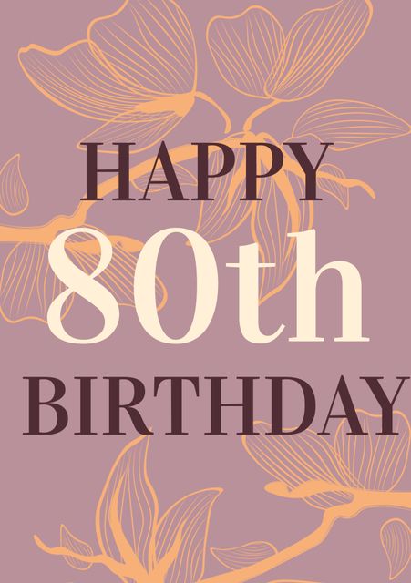 Elegant Floral 80th Birthday Celebration Card Design - Download Free Stock Videos Pikwizard.com