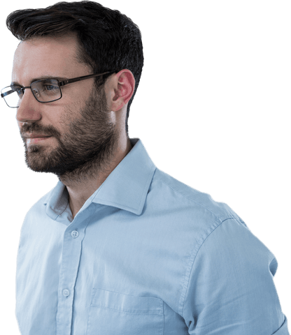 Bearded Man with Spectacles Looking Away on Transparent Background - Download Free Stock Videos Pikwizard.com