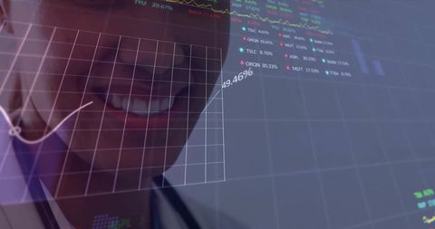 Business Analyst Reviewing Financial Data Holograms