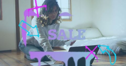 Woman managing finances online for family budget