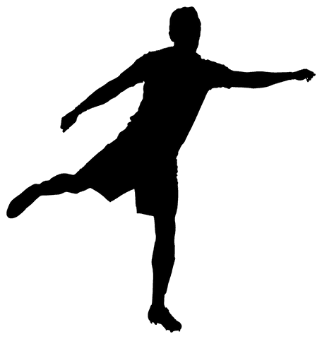 Transparent Silhouette of Football Player Balancing Ball
