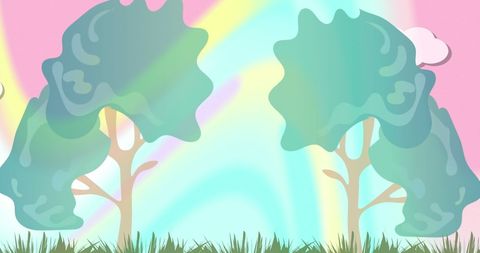 Abstract Trees with Movement and Colorful Background