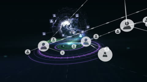 Global Digital Network with Data Connection Nodes Animation