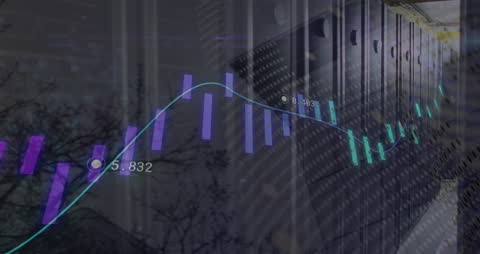 Abstract Data Visualization with Neon Graph in Technology Network