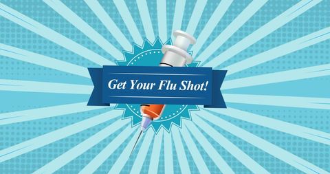 Flu vaccine promotion banner with syringe graphic