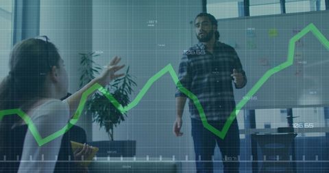 Business Presentation with Trend Analysis Overlay - Download Free Stock Images Pikwizard.com